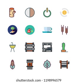 plant icon set. vector set about reforestation, chestnut icon, tea cup and oil icons set.