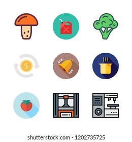 plant icon set. vector set about bell, oil, industrial robot and investment icons set.