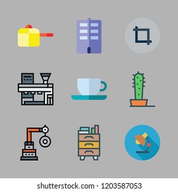 plant icon set. vector set about flat, pot, tea cup and industrial robot icons set.