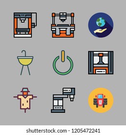 plant icon set. vector set about ecology, tractor, industrial robot and sink icons set.