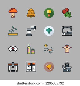 plant icon set. vector set about mushroom, industrial robot, broccoli and mistletoe icons set.