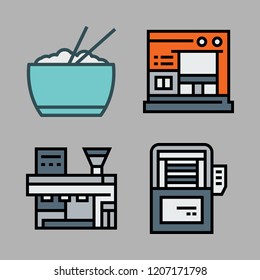 plant icon set. vector set about industrial robot and rice icons set.