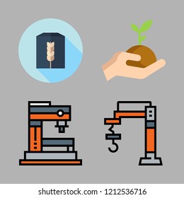 plant icon set. vector set about wheat flour, sprout and industrial robot icons set.