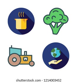plant icon set. vector set about tractor, pot, broccoli and ecology icons set.