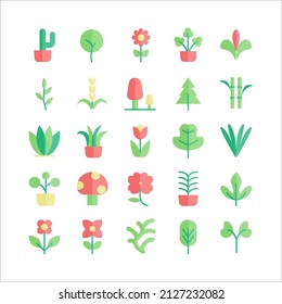 Icono de planta conjunto vector plano para sitio web, aplicación móvil, presentación, medios sociales.