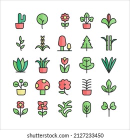 Plant icon set vector flat line for website, mobile app, presentation, social media.