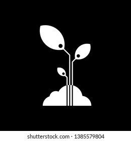 Plant icon silhouette. Seedling concept for nature isolated on black background. Vector illustration