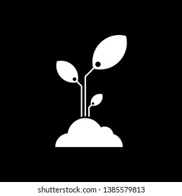 Plant icon silhouette. Seedling concept for nature isolated on black background. Vector illustration