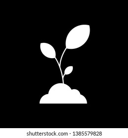Plant icon silhouette. Seedling concept for nature isolated on black background. Vector illustration