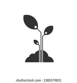 Plant icon silhouette. Seedling concept for nature isolated on white background. Vector illustration