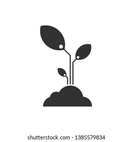 Plant icon silhouette. Seedling concept for nature isolated on white background. Vector illustration