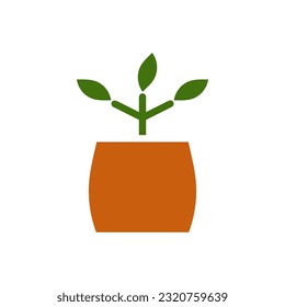 Plant icon solid brown green colour illustration vector element and symbol perfect.