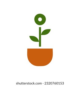 Icono de planta, elemento vector de ilustración de color verde sólido y símbolo perfecto.