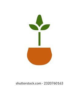 Plant icon solid brown green colour illustration vector element and symbol perfect.