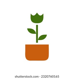 Icono de planta, elemento vector de ilustración de color verde sólido y símbolo perfecto.