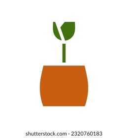 Icono de planta, elemento vector de ilustración de color verde sólido y símbolo perfecto.