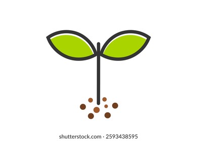 Plant icon. Spring seedling growing from earth. Vector illustration.