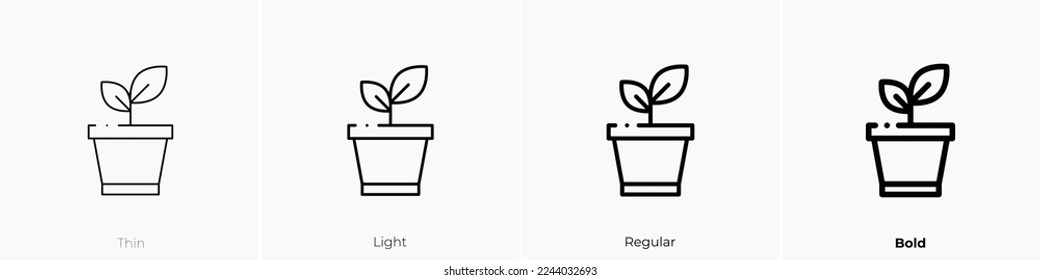 plant icon. Thin, Light Regular And Bold style design isolated on white background