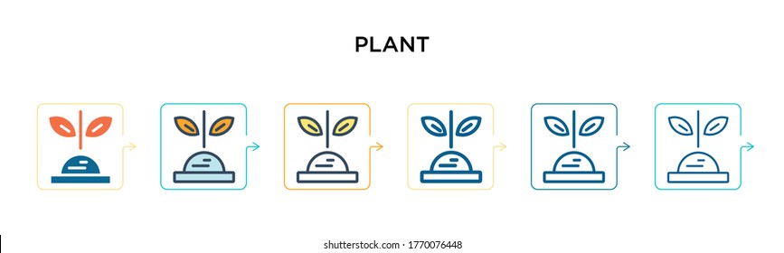 Plant icon vector icon in 6 different modern styles. Black, two colored plant icon icons designed in filled, outline, line and stroke style. Vector illustration can be used for web, mobile, ui