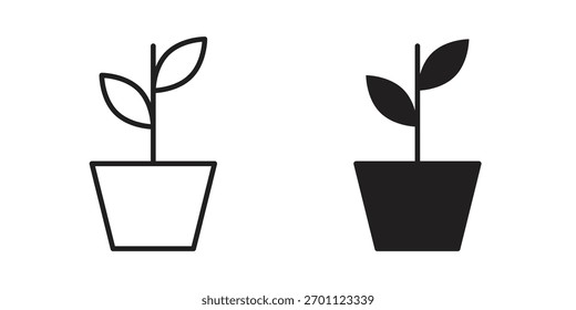 Planta icono de Vector glifo plano y de moda línea de trazo pack