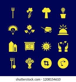 plant icon. plant vector icons set spade pitchfork, wheelbarrow, tree and desk table lamp