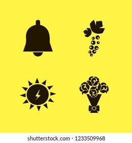 plant icon. plant vector icons set bell, rose bouquet, solar energy and black currant berry