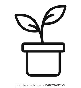 plant icon Vector symbol or sign set collection in black and white outline
