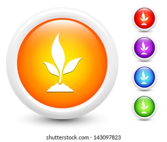 Plant Icons on Round Button Collection Original Illustration