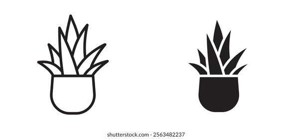 Plant icons in outline and fill. vector illustration for ui.