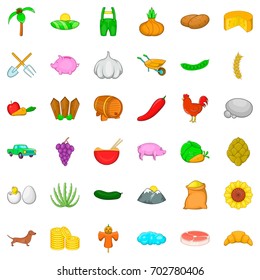 Plant icons set. Cartoon style of 36 plant vector icons for web isolated on white background