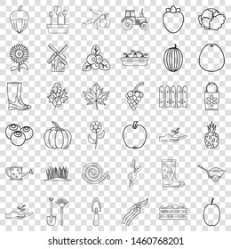 Plant icons set. Outline style of 36 plant vector icons for web for any design