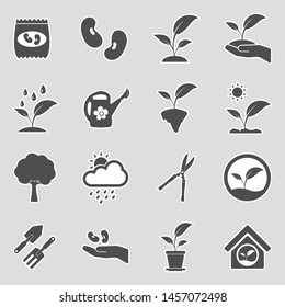 Plant Icons. Sticker Design. Vector Illustration.