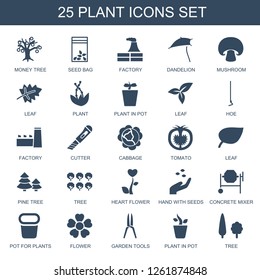 Plant Icons. Trendy 25 Plant Icons. Contain Icons Such As Money Tree, Seed Bag, Factory, Dandelion, Mushroom, Leaf, Plant In Pot, Hoe, Cutter, Cabbage. Plant Icon For Web And Mobile.