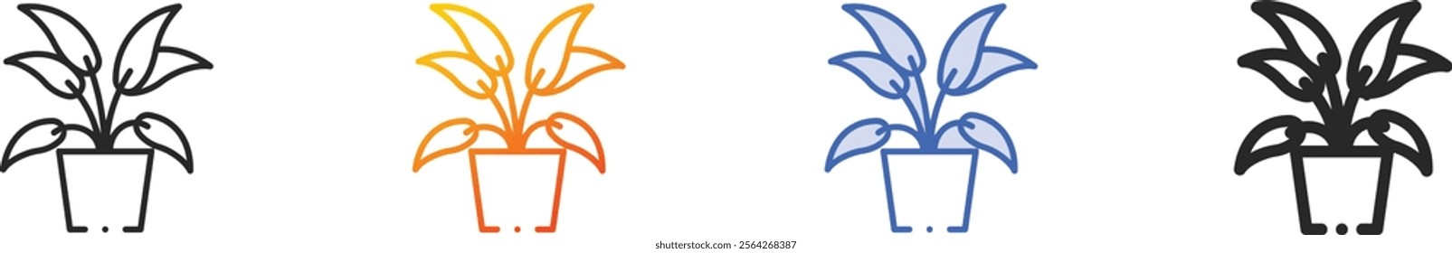 plant icon.Thin Linear, Gradient, Blue Stroke and bold Style Design Isolated On White Background