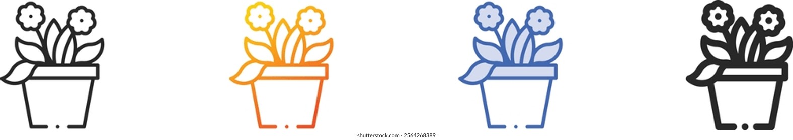 plant icon.Thin Linear, Gradient, Blue Stroke and bold Style Design Isolated On White Background
