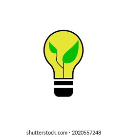 Plant illustration design inside a light bulb
