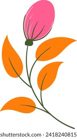 plant illustration, flower petals bud before blooming. creative drawing decoration