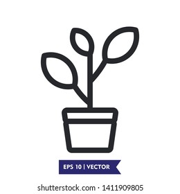 plant illustration icon vector symbol, logo template, eps 10