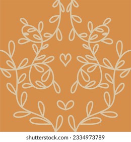 Plant illustration, outline and abstract shape. Unique print in boho style. Perfect for postcards, covers and more.