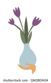 Plant Illustration. Simple Boho Isolated Flowers. Minimalism Style, Home Decor Floral Print Design