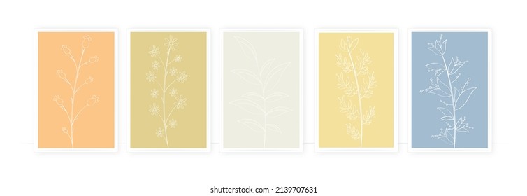 Diseño artístico de ilustraciones vegetales. Diseño minimalista de afiches. Arte mural