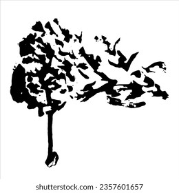 Plant imprint. Botanical element. Vector illustration. 