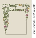 Plant and insects decorative border background