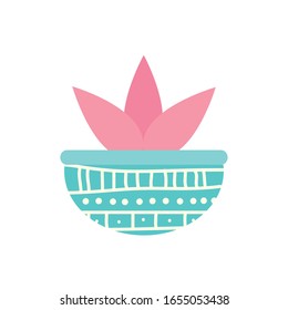 Plant inside pot block gradient style icon design of Floral nature garden ornament botany decoration beauty and flora theme Vector illustration