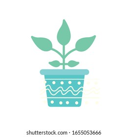 Plant inside pot block gradient style icon design of Floral nature garden ornament botany decoration beauty and flora theme Vector illustration