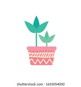 Plant inside pot block gradient style icon design of Floral nature garden ornament botany decoration beauty and flora theme Vector illustration