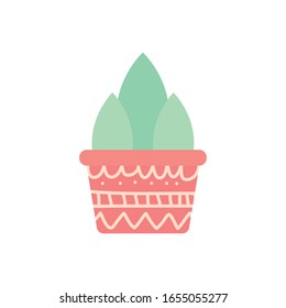 Plant inside pot block gradient style icon design of Floral nature garden ornament botany decoration beauty and flora theme Vector illustration