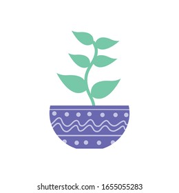 Plant inside pot block gradient style icon design of Floral nature garden ornament botany decoration beauty and flora theme Vector illustration