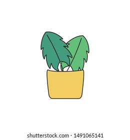Plant inside pot design, Garden ornament nature botany natural and floral theme Vector illustration