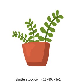 Planta interior de la maceta estilo plano diseño ícono de jardín floral adorno botánico belleza y flora tema Vector ilustración